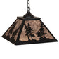 Meyda Lighting Tall Pines 22" 2-Light Textured Black Pendant Light With Silver Mica Shade Glass