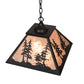 Meyda Lighting Tall Pines 22" 2-Light Textured Black Pendant Light With Silver Mica Shade Glass