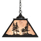 Meyda Lighting Tall Pines 22" 2-Light Textured Black Pendant Light With Silver Mica Shade Glass