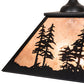 Meyda Lighting Tall Pines 22" 2-Light Textured Black Pendant Light With Silver Mica Shade Glass