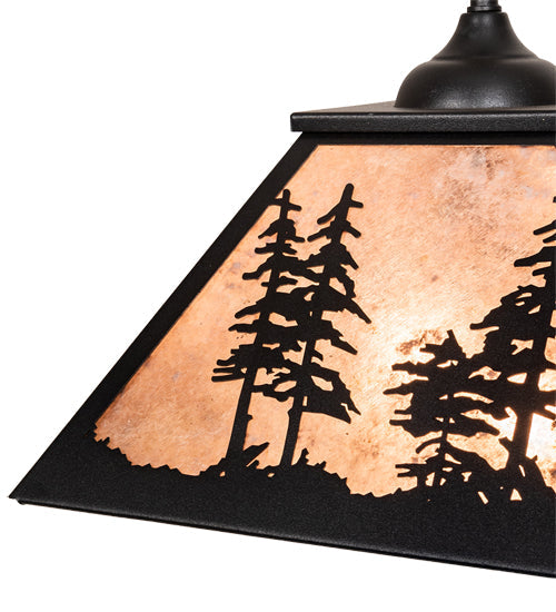 Meyda Lighting Tall Pines 22" 2-Light Textured Black Pendant Light With Silver Mica Shade Glass