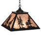 Meyda Lighting Tall Pines 22" 2-Light Textured Black Pendant Light With Silver Mica Shade Glass