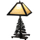 Meyda Lighting Tall Pines 22" 2-Light Textured Black Table Lamp With Beige Art Shade Glass