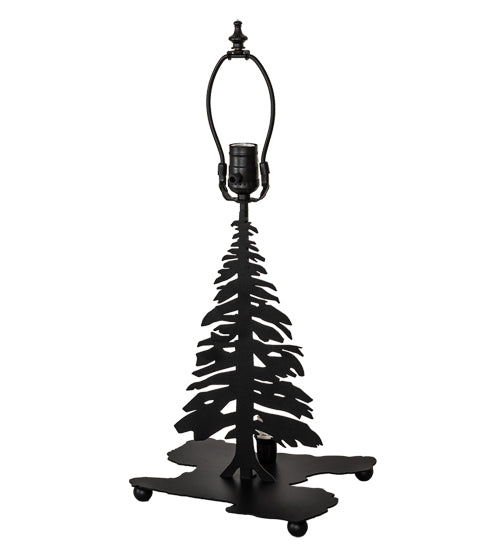 Meyda Lighting Tall Pines 22" 2-Light Textured Black Table Lamp With Beige Art Shade Glass