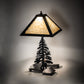 Meyda Lighting Tall Pines 22" 2-Light Textured Black Table Lamp With Beige Art Shade Glass