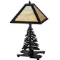 Meyda Lighting Tall Pines 22" 2-Light Textured Black Table Lamp With Beige Art Shade Glass