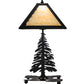 Meyda Lighting Tall Pines 22" 2-Light Textured Black Table Lamp With Beige Art Shade Glass