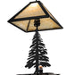 Meyda Lighting Tall Pines 22" 2-Light Textured Black Table Lamp With Beige Art Shade Glass