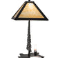 Meyda Lighting Tall Pines 22" 2-Light Textured Black Table Lamp With Beige Art Shade Glass