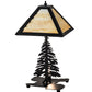 Meyda Lighting Tall Pines 22" 2-Light Textured Black Table Lamp With Beige Art Shade Glass