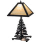 Meyda Lighting Tall Pines 22" 2-Light Textured Black Table Lamp With Beige Art Shade Glass