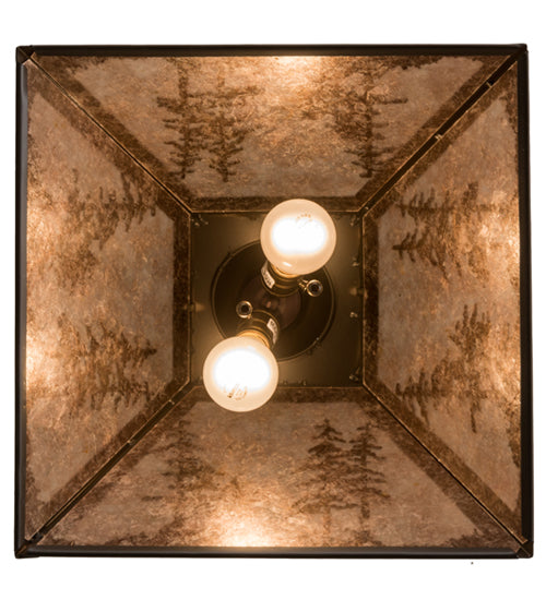 Meyda Lighting Tall Pines 22" 2-Light Timeless Bronze Pendant Light With Silver Mica Shade Glass