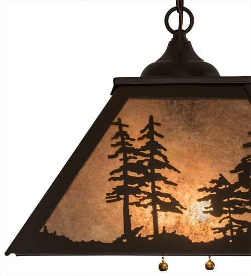 Meyda Lighting Tall Pines 22" 2-Light Timeless Bronze Pendant Light With Silver Mica Shade Glass