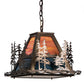 Meyda Lighting Tall Pines 22" 3-Light Antique Copper Left Pendant Light With Multi-Colored Shade Glass