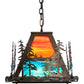 Meyda Lighting Tall Pines 22" 3-Light Antique Copper Left Pendant Light With Multi-Colored Shade Glass
