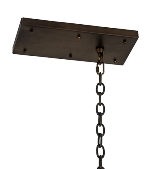 Meyda Lighting Tall Pines 22" 3-Light Antique Copper Left Pendant Light With Multi-Colored Shade Glass