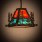 Meyda Lighting Tall Pines 22" 3-Light Antique Copper Left Pendant Light With Multi-Colored Shade Glass