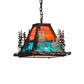 Meyda Lighting Tall Pines 22" 3-Light Antique Copper Pendant Light With Multi-Colored Shade Glass