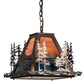 Meyda Lighting Tall Pines 22" 3-Light Antique Copper Pendant Light With Orange & Blue Green Art Shade Glass