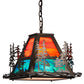 Meyda Lighting Tall Pines 22" 3-Light Antique Copper Pendant Light With Orange & Blue Green Art Shade Glass