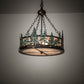 Meyda Lighting Tall Pines 22" 4-Light Mahogany Bronze & Green Trees Inverted Pendant Light With Silver Mica Shade Glass