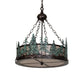 Meyda Lighting Tall Pines 22" 4-Light Mahogany Bronze & Green Trees Inverted Pendant Light With Silver Mica Shade Glass