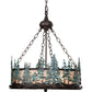 Meyda Lighting Tall Pines 22" 4-Light Mahogany Bronze & Green Trees Inverted Pendant Light With Silver Mica Shade Glass
