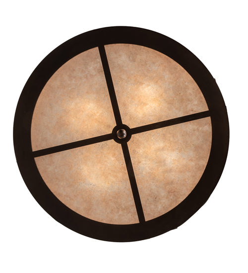 Meyda Lighting Tall Pines 22" 4-Light Mahogany Bronze & Green Trees Inverted Pendant Light With Silver Mica Shade Glass