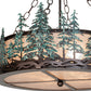 Meyda Lighting Tall Pines 22" 4-Light Mahogany Bronze & Green Trees Inverted Pendant Light With Silver Mica Shade Glass