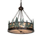 Meyda Lighting Tall Pines 22" 4-Light Mahogany Bronze & Green Trees Inverted Pendant Light With Silver Mica Shade Glass