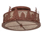 Meyda Lighting Tall Pines 22" 4-Light Rust Flush Mount Light With Silver Mica Shade Glass
