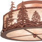 Meyda Lighting Tall Pines 22" 4-Light Rust Flush Mount Light With Silver Mica Shade Glass