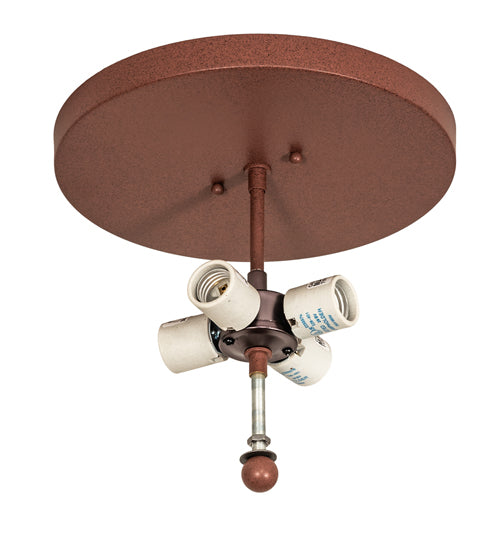 Meyda Lighting Tall Pines 22" 4-Light Rust Flush Mount Light With Silver Mica Shade Glass