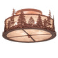 Meyda Lighting Tall Pines 22" 4-Light Rust Flush Mount Light With Silver Mica Shade Glass