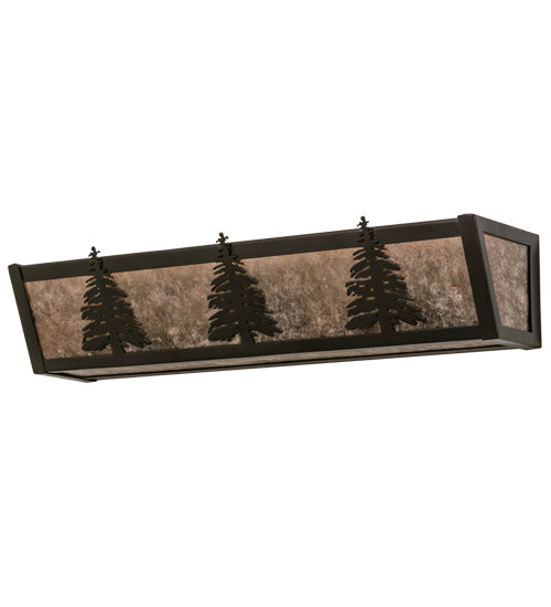 Meyda Lighting Tall Pines 22" 4-Light Timeless Bronze Vanity Light With Silver Mica Shade Glass