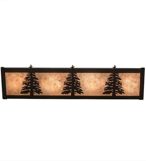 Meyda Lighting Tall Pines 22" 4-Light Timeless Bronze Vanity Light With Silver Mica Shade Glass