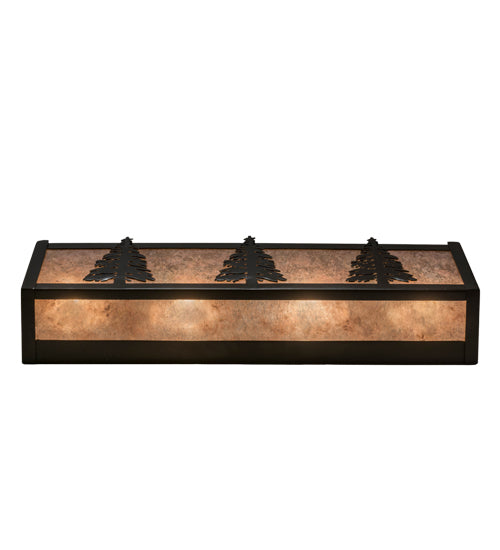 Meyda Lighting Tall Pines 22" 4-Light Timeless Bronze Vanity Light With Silver Mica Shade Glass