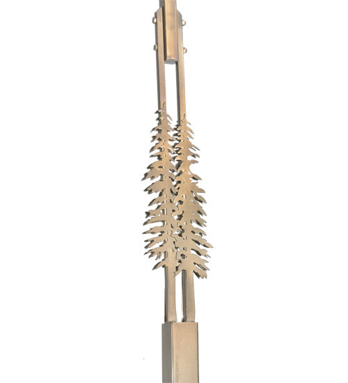 Meyda Lighting Tall Pines 22" Antique Copper Mountain Pine Pendant Light With Silver Mica Shade