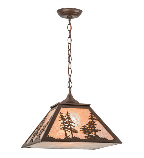 Meyda Lighting Tall Pines 22" Cafe Noir Pendant Light With Silver Mica Shade Glass