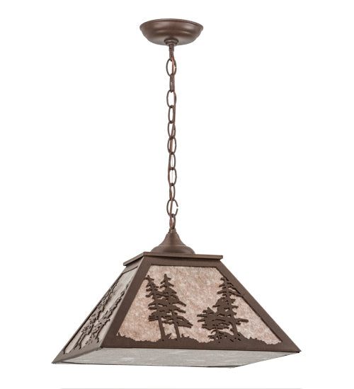 Meyda Lighting Tall Pines 22" Cafe Noir Pendant Light With Silver Mica Shade Glass