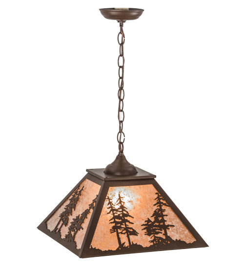 Meyda Lighting Tall Pines 22" Cafe Noir Pendant Light With Silver Mica Shade Glass