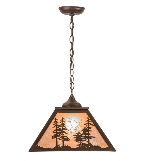 Meyda Lighting Tall Pines 22" Cafe Noir Pendant Light With Silver Mica Shade Glass