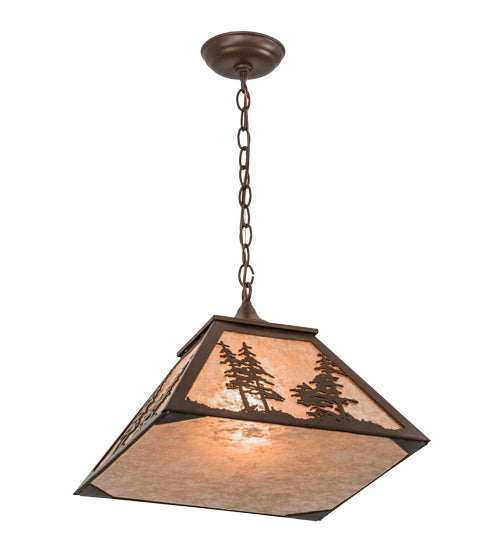 Meyda Lighting Tall Pines 22" Cafe Noir Pendant Light With Silver Mica Shade Glass