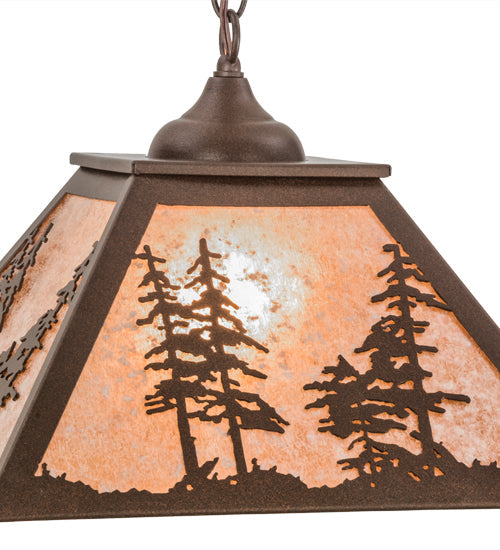 Meyda Lighting Tall Pines 22" Cafe Noir Pendant Light With Silver Mica Shade Glass