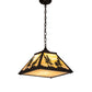 Meyda Lighting Tall Pines 22" Oil Rubbed Bronze Pendant Light With Beige Shade Glass