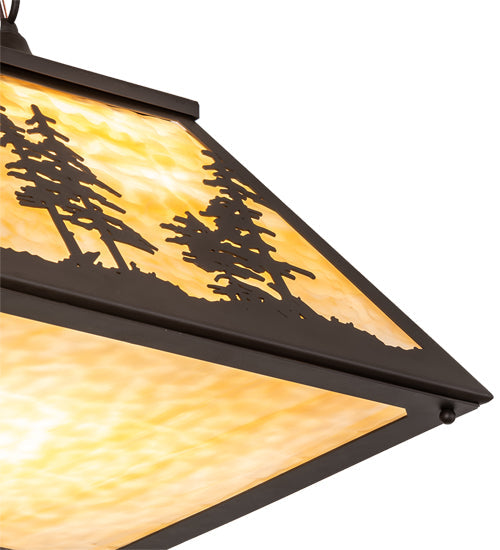 Meyda Lighting Tall Pines 22" Oil Rubbed Bronze Pendant Light With Beige Shade Glass