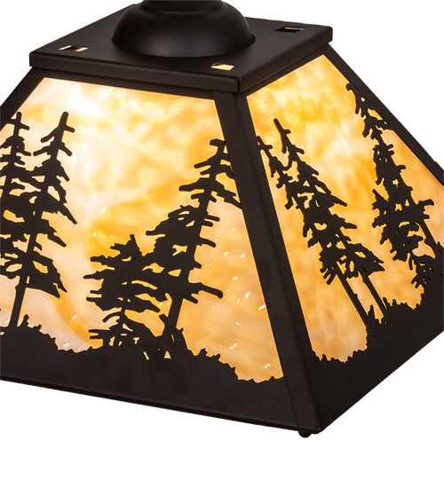 Meyda Lighting Tall Pines 22" Oil Rubbed Bronze Pendant Light With Beige Shade Glass