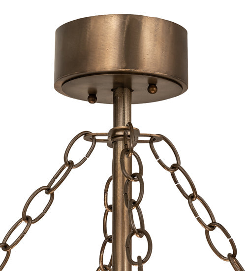 Meyda Lighting Tall Pines 23" 4-Light Antique Copper Inverted Pendant Light With Amber Mica Shade Glass
