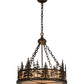 Meyda Lighting Tall Pines 23" 4-Light Antique Copper Inverted Pendant Light With Silver Mica Shade Glass