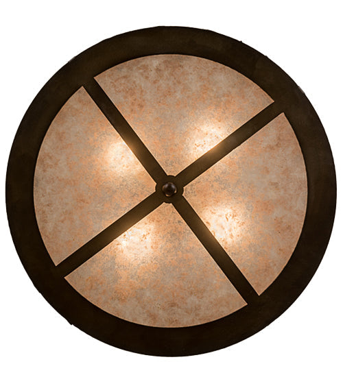 Meyda Lighting Tall Pines 23" 4-Light Antique Copper Inverted Pendant Light With Silver Mica Shade Glass